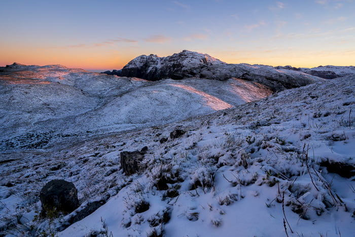 Sunrise at the top of Perdekop mountain trail, Mont Rochelle, Franschhoek. Shot at 17mm 1/160 second at f6.3 ISO 200. Photo Jay Caboz Image