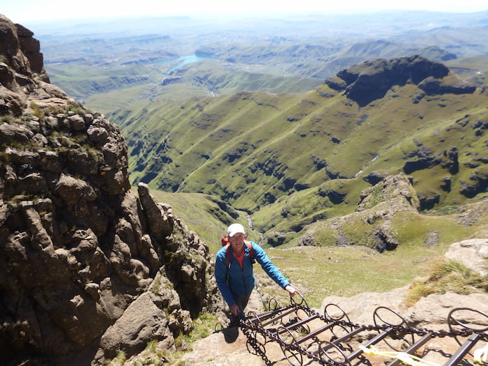 Fiona descending the chain ladders after Namahadi Image
