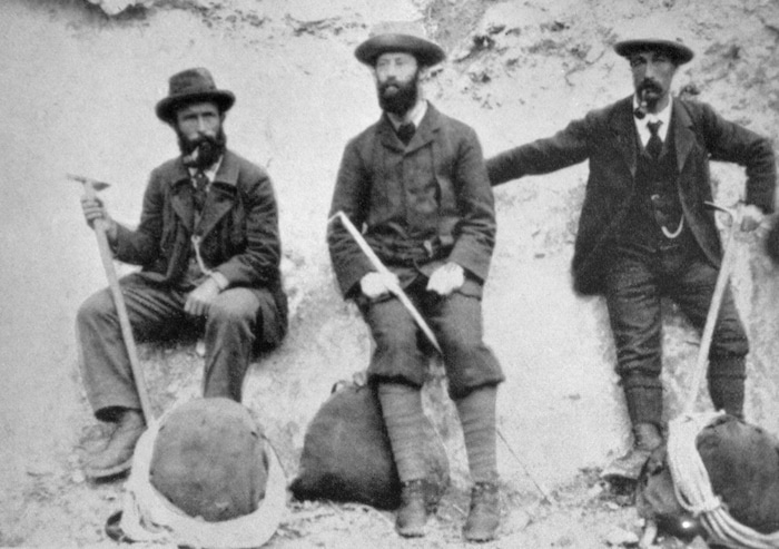Assiniboine first ascent team L-R Hasler, Outram and Bohren (Glenbow Museum, Calgary) Assiniboine first ascent team L-R Hasler, Outram and Bohren (Glenbow Museum, Calgary)