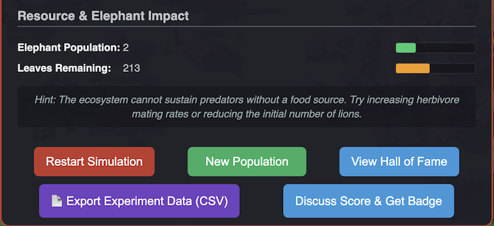 CSV Export Button in Game