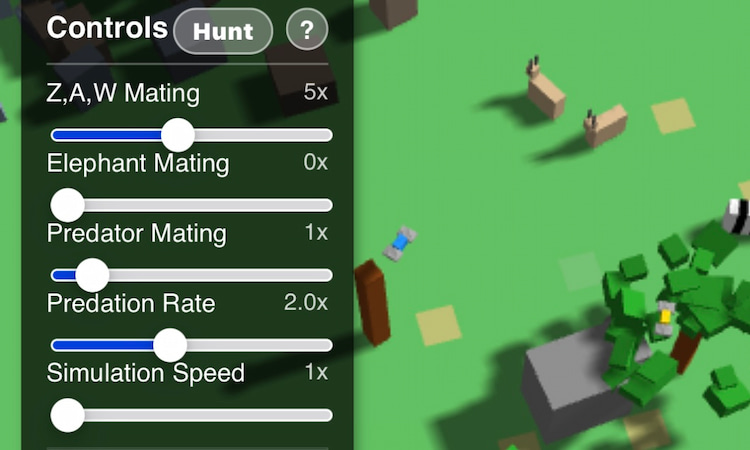 Controls for the simulator conservation game
