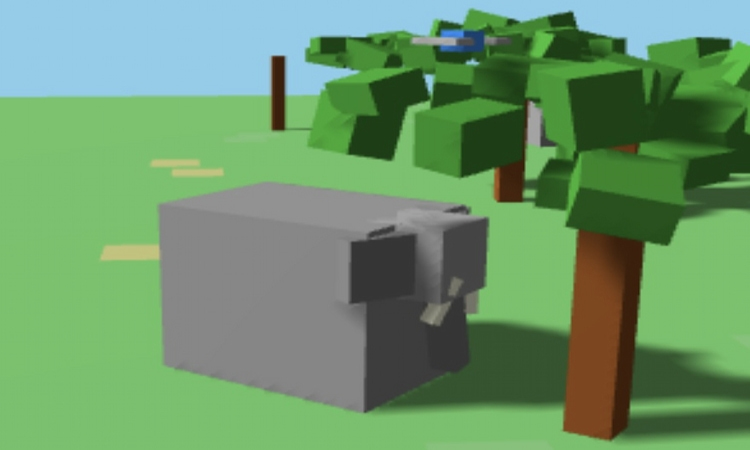 Elephant grazing in conservation game